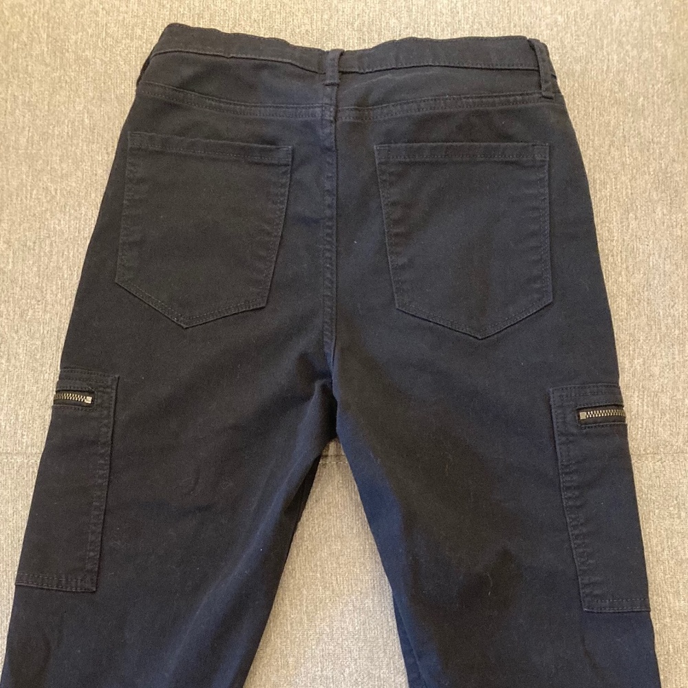 Black fitted cargo pants